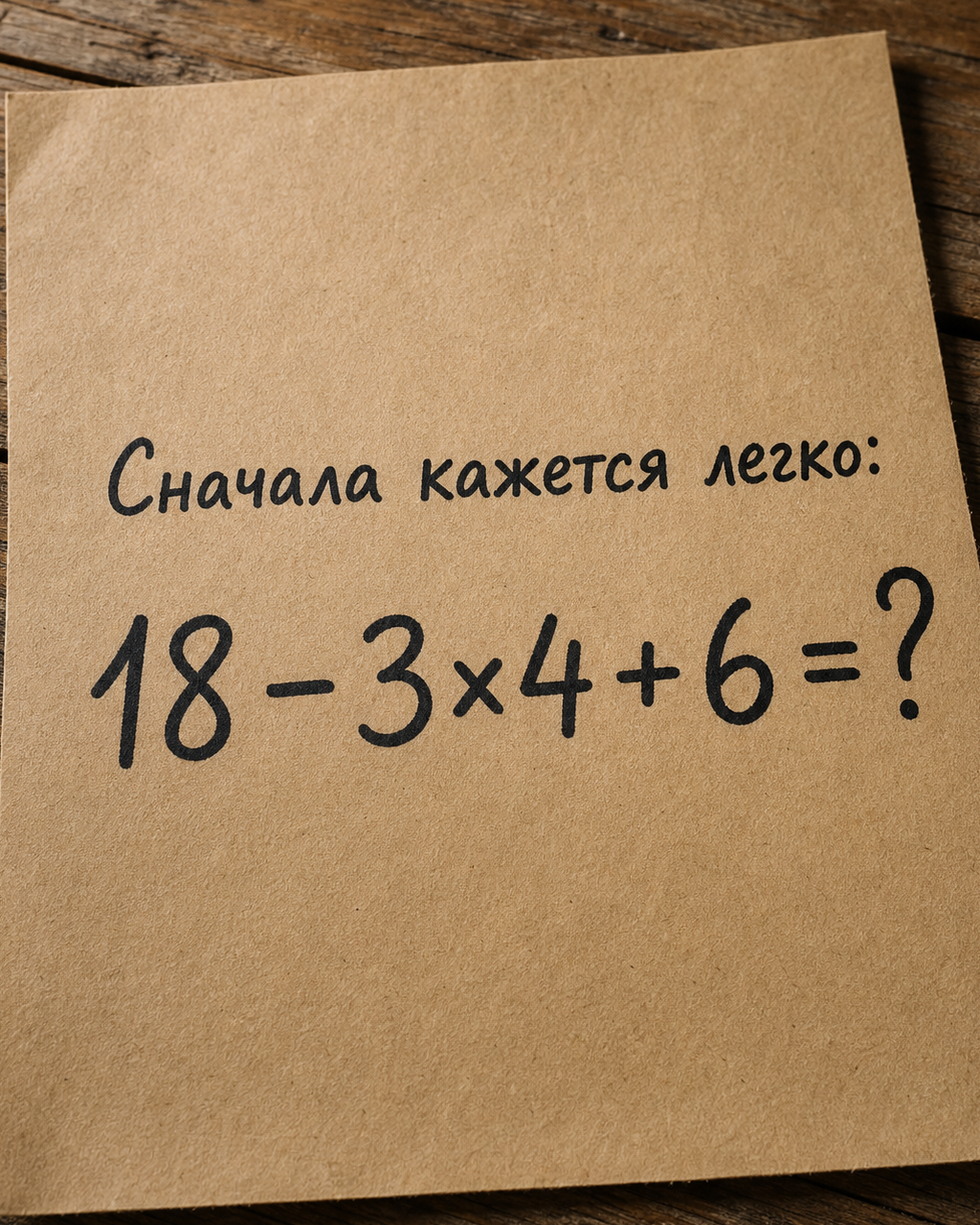 Сколько получится: 18 - 3×4 + 6?