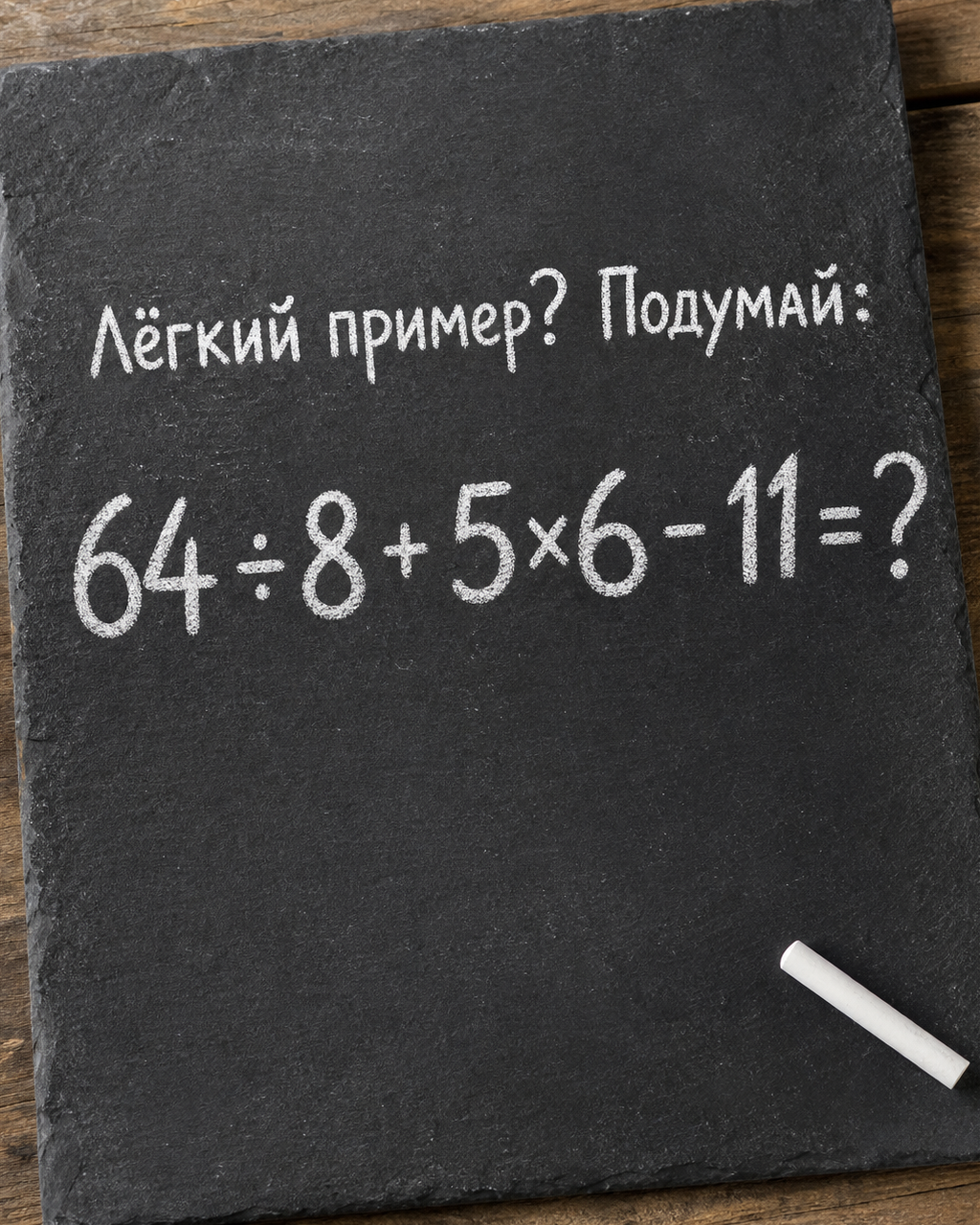 Сколько получится: 64 ÷ 8 + 5×6 - 11?