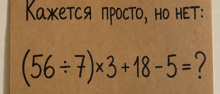 Сколько получится: (56 ÷ 7)×3 + 18 - 5?