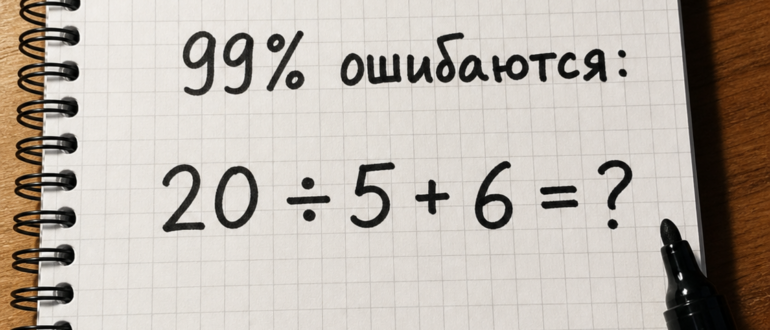 Почему в примере 20 ÷ 5 + 6 так легко ошибиться